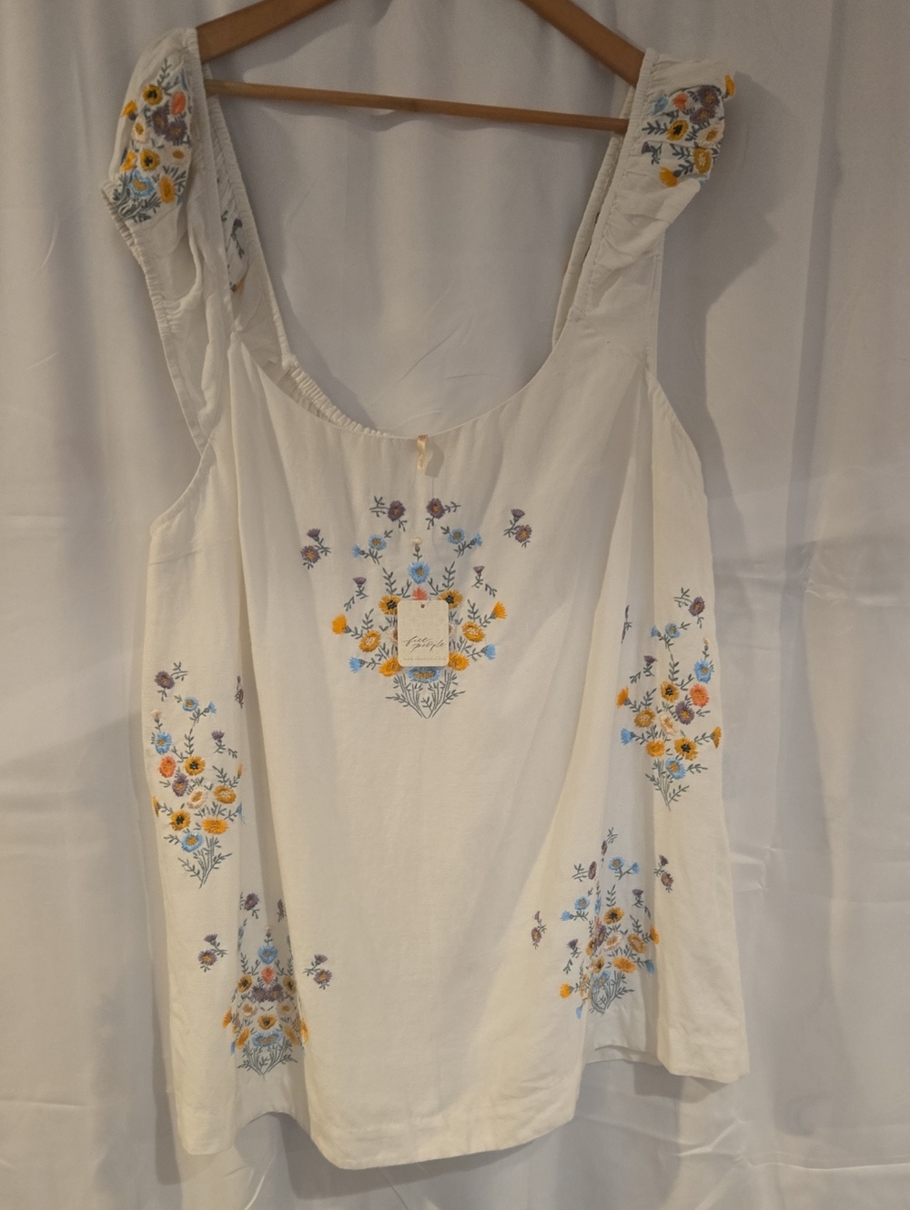 NWT Free People Wildflower Embroidered Mini Dress Cream Combo Boho XL
